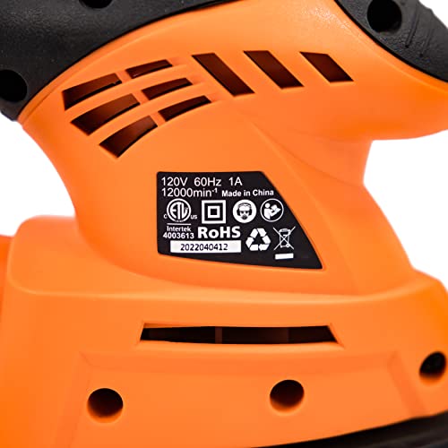 Seel Force PMS120 12000 OPM Mouse Detail Sander with 360 degree Rotatable Sanding Pad, Efficient Dust Collection System and 20 pcs Sandpapers for Steel Force