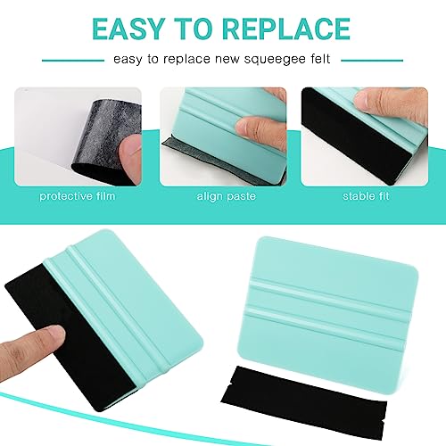 WRAPXPERT Squeegee for Vinyl- Felt Vinyl Squeegee 2 Pcs,Purple and Teal Squeegee Scraper Tool Kit for Crafts Car Wrap Window Tint Wallpaper Glass WRAPXPERT