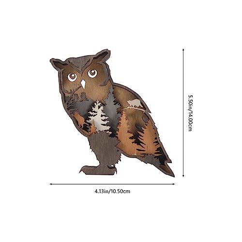Rustic 3D Wooden Owl Carving Wall Décor - Multi-Layer Silhouette Figurine for Farmhouse and Mountain Theme Decor DOITOOL