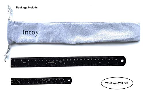 Zotemo Metal Ruler Kit 12 Inch and 6 Inch, Stainless Steel Rulers with Centimeters, Inches and Conversion Table for Office and School, 2 Pack - WoodArtSupply