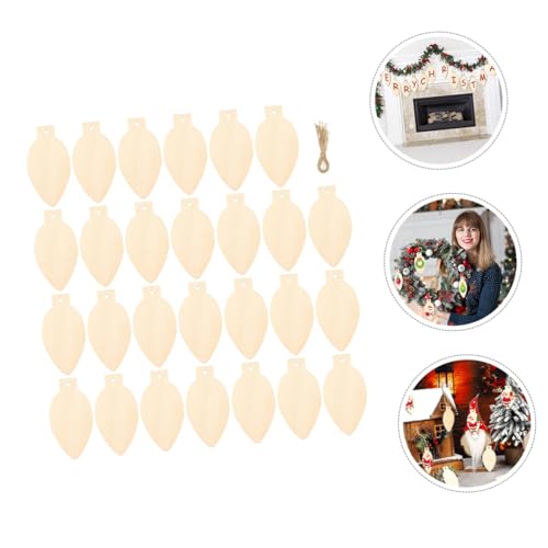 Yardenfun 1 Set Christmas Decoration Wood Christmas Light Bulb Christmas Crafts Wood Slices Wood Slice Ornaments Christmas Tree Baubles DIY Christmas Yardenfun