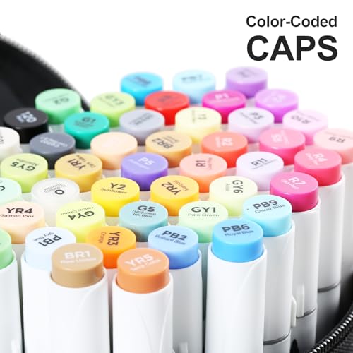 Brush Tip Alcohol Markers Set - 49 Colors Dual Tip Permanent Art Markers for Adult Coloring Artist Sketching Illustration Drawing, Alcohol Based SFAIH