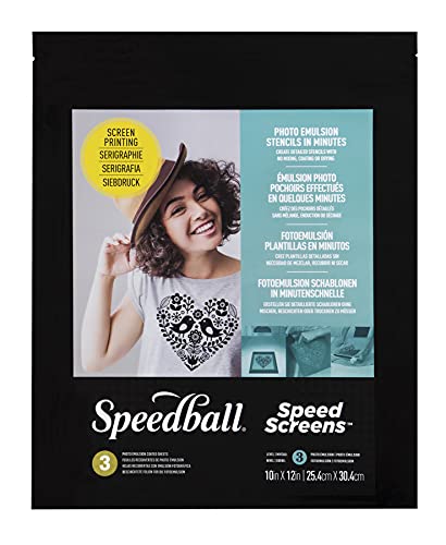 Speedball Speed Screens, 10"x12" (3-Pack), Photo Emulsion Stencils for Screen Printing T-Shirts and Crafts Speedball