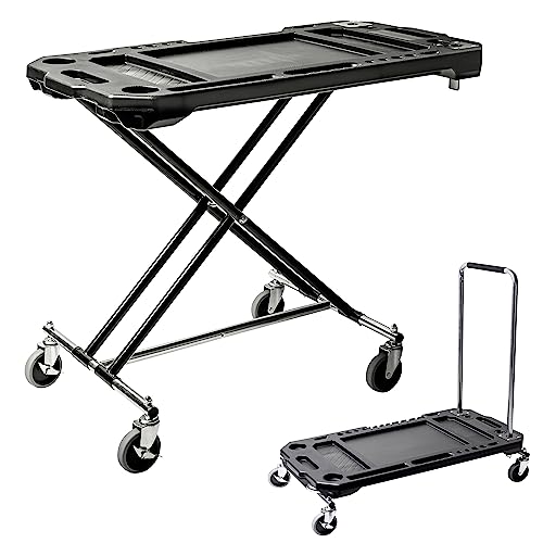 Powerbuilt Adjustable Work Table with Tool Holders and Convertible Dolly Function, Multi-Use, Home, Garage, Worksite - 642928ECE, Black - WoodArtSupply