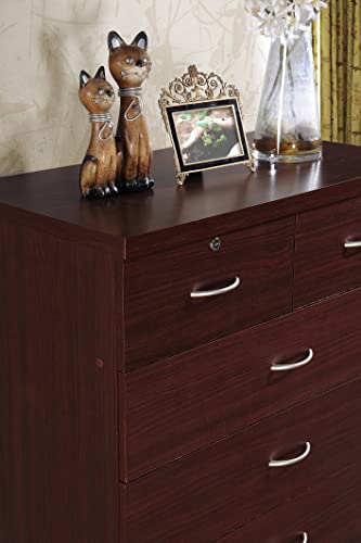 HODEDAH 7 Drawer Wood Dresser for Bedroom, 31.5 inch Wide Chest of Drawers, with 2 Locks on the Top Drawers, Storage Organization Unit for Clothing, Hodedah