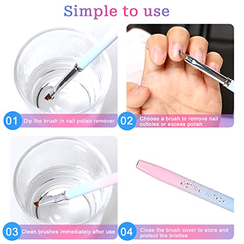 Sliverdew Nail Art Clean Up Brush, 2Pcs Round&Angled Nail Polish Clean Up Brush for Cleaning Fingernails, Professional Nail Painting Brushes for Nail - WoodArtSupply