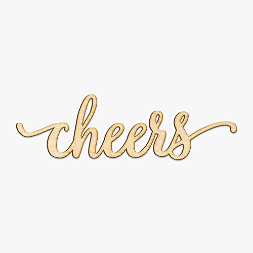 Cheers Wood Sign Home Party Wedding Rustic Décor Wall Art Unfinished 12" x 4" Woodums
