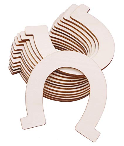 VERNUOS 48 Pcs Unfinished Wood Horseshoe Cutouts for DIY Craft, Wedding, Cowboy Themed Party and Birthday,3.3 x 3.5 inches VERNUOS