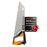 Fiskars Pro Power Tooth Universal Hand Saw - 15" Blade and Safety Sheath - Carpenter Saw - Holiday Gift Construction Tools - Orange/Black Fiskars