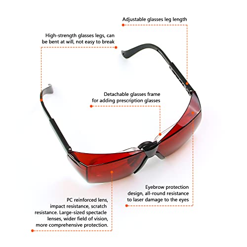 JILERWEAR Wavelength 180nm-540nm Laser Safety Glasses for 405nm, 445nm, 450nm,520nm,532nm Laser Light,Yag, Blue, Green Laser and UV Light Eye - WoodArtSupply