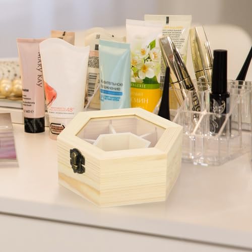 MAGICLULU 1pc Wooden Hexagonal Jewelry Box Unfinished Hexagonal Wooden Craft Box Hexagonal Wooden Storage Box for Ring Bracelet Necklace Earrings MAGICLULU