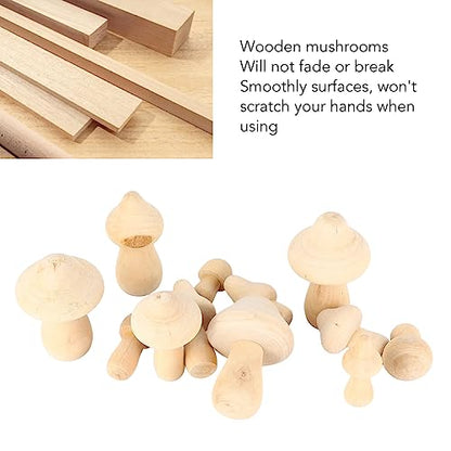 12pcs Unfinished Wooden Mushrooms - DIY Handcrafted Wooden Mushroom Painting Craft Kit for Home Decor - WoodArtSupply