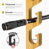 PLUSINNO WH5 Horizontal Fishing Rod/Pole Holders for Garage, Wall or Ceiling Mounted Fishing Rod Rack, Solid Wood Fishing Pole Holder Holds up to 5 PLUSINNO