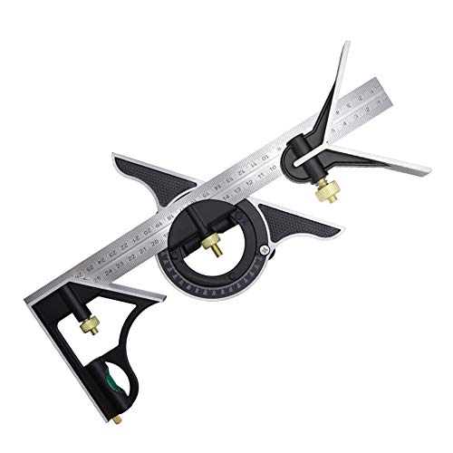 DUEBEL Combination Square 12” Horizontal Square Stainless Steel Multi-Function Carpentry Squares Right 90 Degree Angle Ruler Woodworking Square DUEBEL