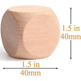 Blank Wood Dice 1-1/2 inch 20PCS Unfinished Square Blocks 40mm Small Wooden Cubes with Rounded Corners for DIY Craft Projects Ourtroness