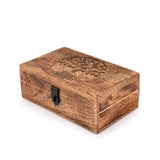 Samhita Handmade Mango Wood Tree of Life Engraving Beautifully Keepsake Box Jewellery Organiser Unique Gift Ideas for Men & Women (Flame Work Finish) Samhita