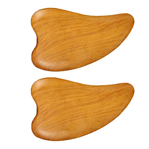 EXCEART 2pcs Wooden Scraping Massage Tool Heart- shaped Wood Face Scraping Board Facial Body Care Scraping Plate Therapy Tool, Anti Cellulite, Manual EXCEART