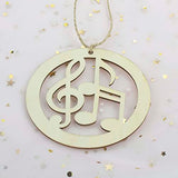 20pcs Music Note Wood DIY Crafts Cutouts Wooden Round Musical Note Shaped Hanging Ornaments for Musical Theme Christmas Tree Cutout Holiday Wood Creaides