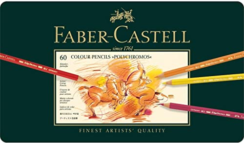 Faber-Castel 110060 Polychromos Colored Pencil Set In Metal Tin, 60 Pieces - WoodArtSupply