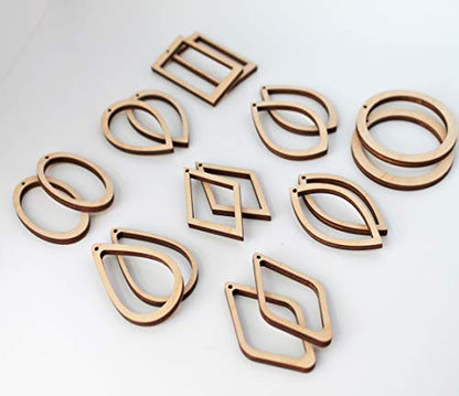 18 Unfinished Wood Laser Cutout Hollow Frame Earrings Jewelry Resin Acrylic Crafts - WoodArtSupply