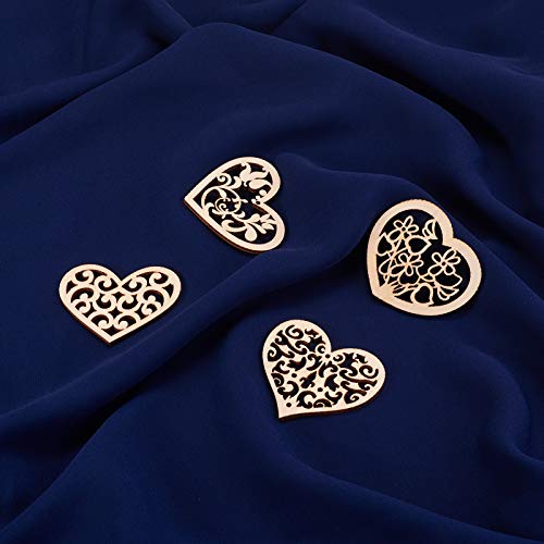 LiQunSweet 100-Pieces 2 Inches Undyed Wood Pendants Valentines Heart Cutouts Wooden Unfinished Slices Charms for Earring Jewelry Making DIY Findings