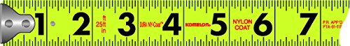 Komelon 412HV High-Visibility Professional Tape Measure, 12-Feet by 5/8-Inch, Chrome, Yellow, 12ft - Blade Komelon
