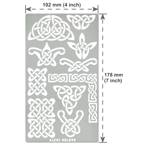 Aleks Melnyk #37.1 Metal Journal Stencil, Pyrography Celtic Patterns, Wicca Stencil, Celtic Knot Stencil, Viking Stencil, Wood Burning Template, Wood - WoodArtSupply