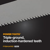 Fiskars Pro Power Tooth Universal Hand Saw - 15" Blade and Safety Sheath - Carpenter Saw - Holiday Gift Construction Tools - Orange/Black Fiskars