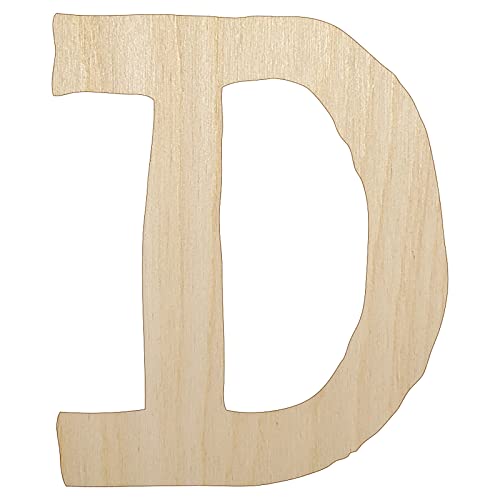 Letter D Uppercase Cute Typewriter Font Unfinished Wood Shape Piece Cutout for DIY Craft Projects - 1/4 Inch Thick - 6.25 Inch Size - WoodArtSupply