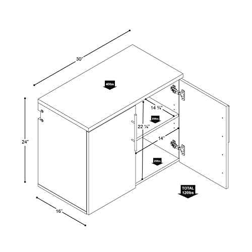 Prepac HangUps 2-Door Base Garage Storage Cabinet, 30" W x 24" H x 16" D, Light Gray