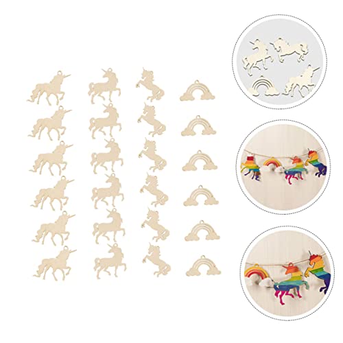 VOSAREA 1 Set Unicorn Chips Rainbow Shape Wooden Cutout Craft for Kids Shaped Slices Country Decor Kids Decor Animals for Kids Rainbow Shapes Wooden - WoodArtSupply