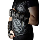 Syktkmx Roller Buckle Pleather Armor Gauntlet Bracers Wristband Arm Guard Armor Cuff Punk Gothic Medieval Costume Gauntlet Vambraces Syktkmx