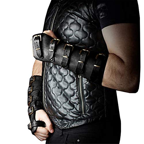 Syktkmx Roller Buckle Pleather Armor Gauntlet Bracers Wristband Arm Guard Armor Cuff Punk Gothic Medieval Costume Gauntlet Vambraces - WoodArtSupply