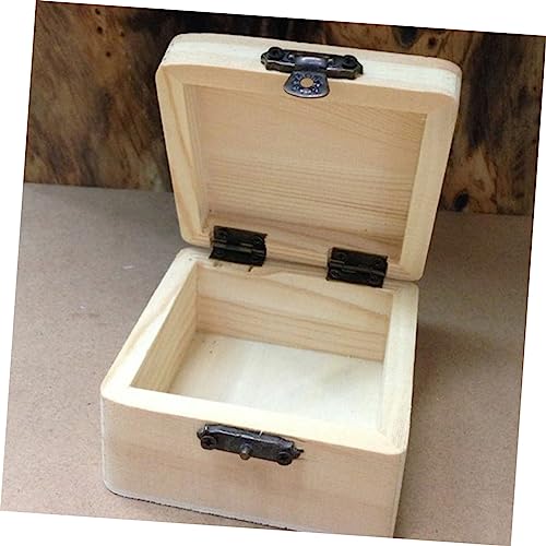 COHEALI 6 Pcs Unfinished Wooden Case Antique Jewelry Organizer Wood Treasure Chest Unfinished Chest Square Wooden Chest Jewelry Organizer Tray Lock COHEALI