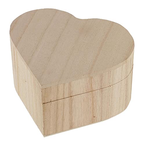 barenx Heart Shape Unfinished Wooden Jewelry Gifts Box Wood for Kids DIY Craft Toys - WoodArtSupply