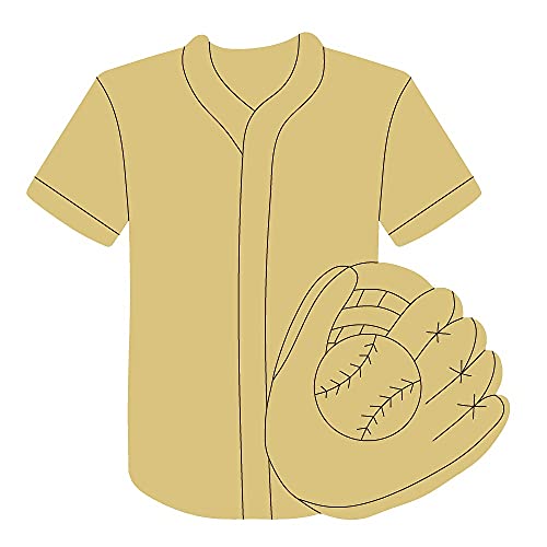 Jersey Design by Lines Cutout Unfinished Wood Sports Theme Sports Team Door Hanger Favorite Player MDF Shaped Canvas Style 5 Art 1 (6") Diverse Woodworking