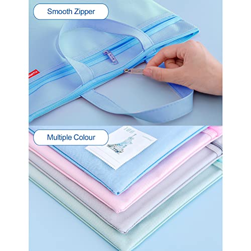 Pendancy Mesh Zipper Pouch 11x13.7 in, Large Double Pocket Waterproof File Bag with Handle, A4 Size Foldable Document Storage for Puzzle pendancy