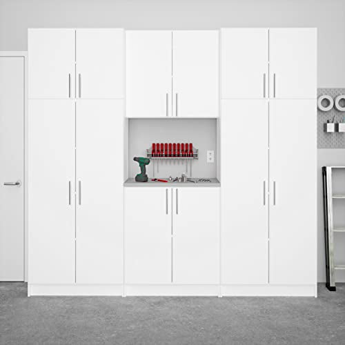 Prepac Elite Functional 6-Piece Garage Cabinets and Storage System Set I, Simplistic Garage Closet Shop Cabinets 16" D x 96" W x 89" H, White,