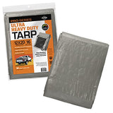 12x20 Ultra Heavy Duty Tarp, Extra Thick 16 Mil, UV Resistant, Grommets Every 18 Inches - Waterproof Plastic Poly Tarpaulin - (Reversible, Silver and KING-A-MA-JIGS