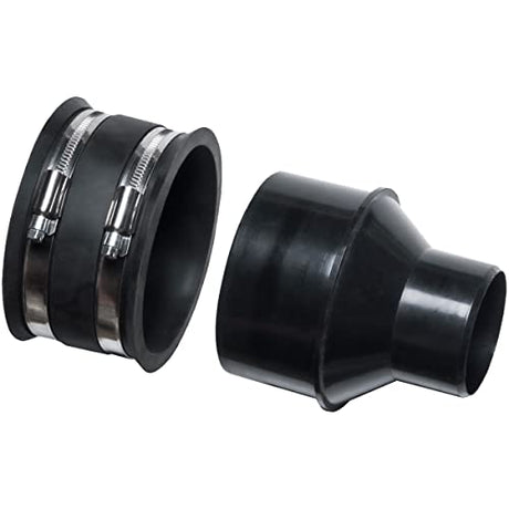 POWERTEC 70322 4" to 2-1/2" Reducer and 4" Dust Control Flex Cuff with Hose Clamps , Black POWERTEC