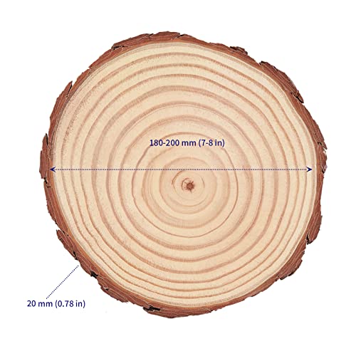 SOUJAP 10 Pcs 7-8 Inch Natural Wood Slices, Unfinished Wood Slices with Tree Barks, Wooden Circles for Crafts, DIY Arts, Rustic Wedding Decorations, SOUJAP