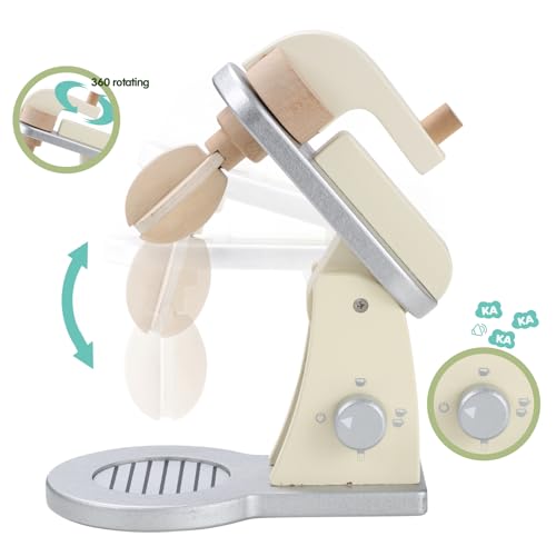 Giant Bean Wooden Toy Mixer, Kids Play Kitchen Accessories, Pretend Play Toy Blender for Boys Girls Ages 1+ Giant bean
