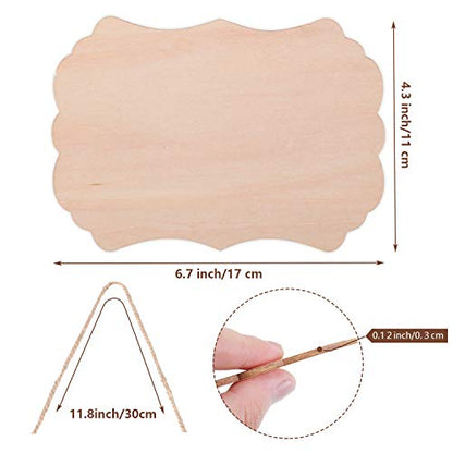 10 Pieces Unfinished Wood Crafts Blanks, Rectangle-Shaped Wood Sign Wood Craft Supplies for DIY Hanging Decorations, Painting, Wood Burning,