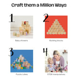 Unfinished Wood Craft Cubes 1-1/2 inch, Pack of 36 Small Wooden Blocks to Decorate, Wooden Cubes for Crafts and Décor, by Woodpeckers Woodpeckers