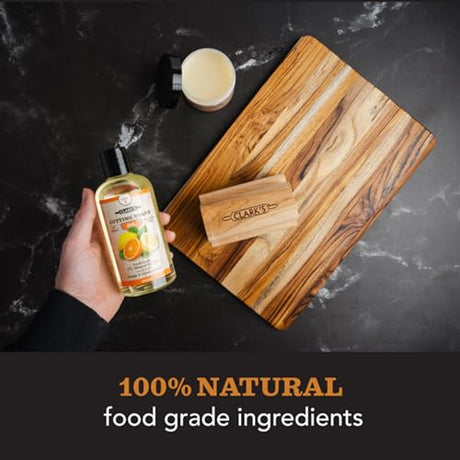 CLARK’S Cutting Board Oil and Wax Kit – Set includes Food Grade Mineral Oil (12oz) and Finishing Carnauba Beeswax (6oz) to Condition and Protect CLARK'S