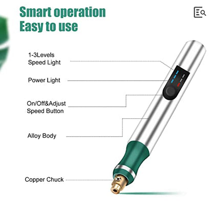 Electric Engraving Pen with 36 Stencils,25W Cordless Etching Engraving Tool with 35bits,USB Rechargeable Mini Micro Professional Engraver Machines