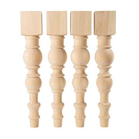 CAROLINA LEG CO. Modern Farmhouse Dining Table Legs - Unfinished - DIY Furniture - Turned Legs - Set of 4 - Dimensions: 5" x 29" CAROLINA LEG CO.