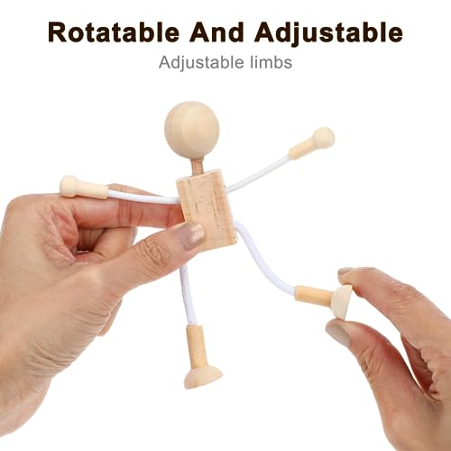 COHEALI 4 Pcs Unfinished Dolls for Crafts Peg Doll Kit Dowel Robots for Painting Peg Dolls DIY Unfinished Dolls Mushroom Loose Parts Wood Crafts Toys