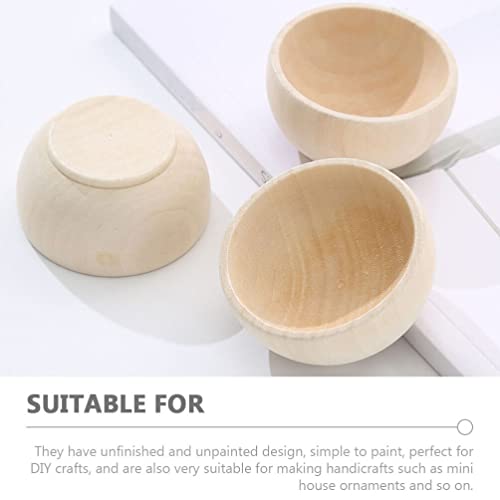 Toddmomy 5pcs Wooden Craft Bowls Unfinished,Unpainted Wooden Bowls Wood Crafts Bowls for DIY Craf