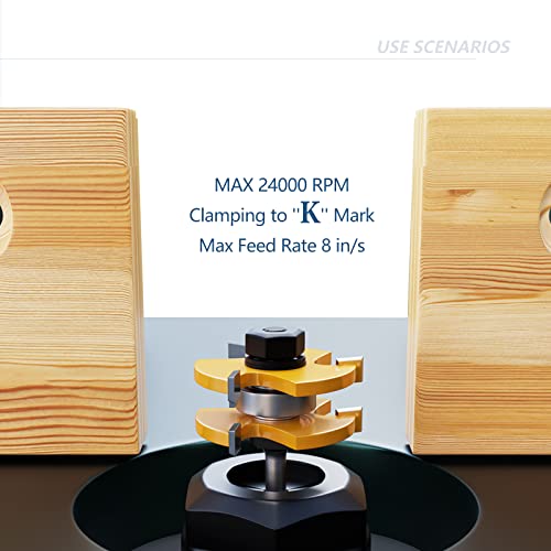 CSOOM 2-Piece Tongue and Groove Router Bit Set with 1/4 Inch Shank, 3 Teeth, and Adjustable T Shape - Ideal Woodworking Tool for Wood Milling and CSOOM